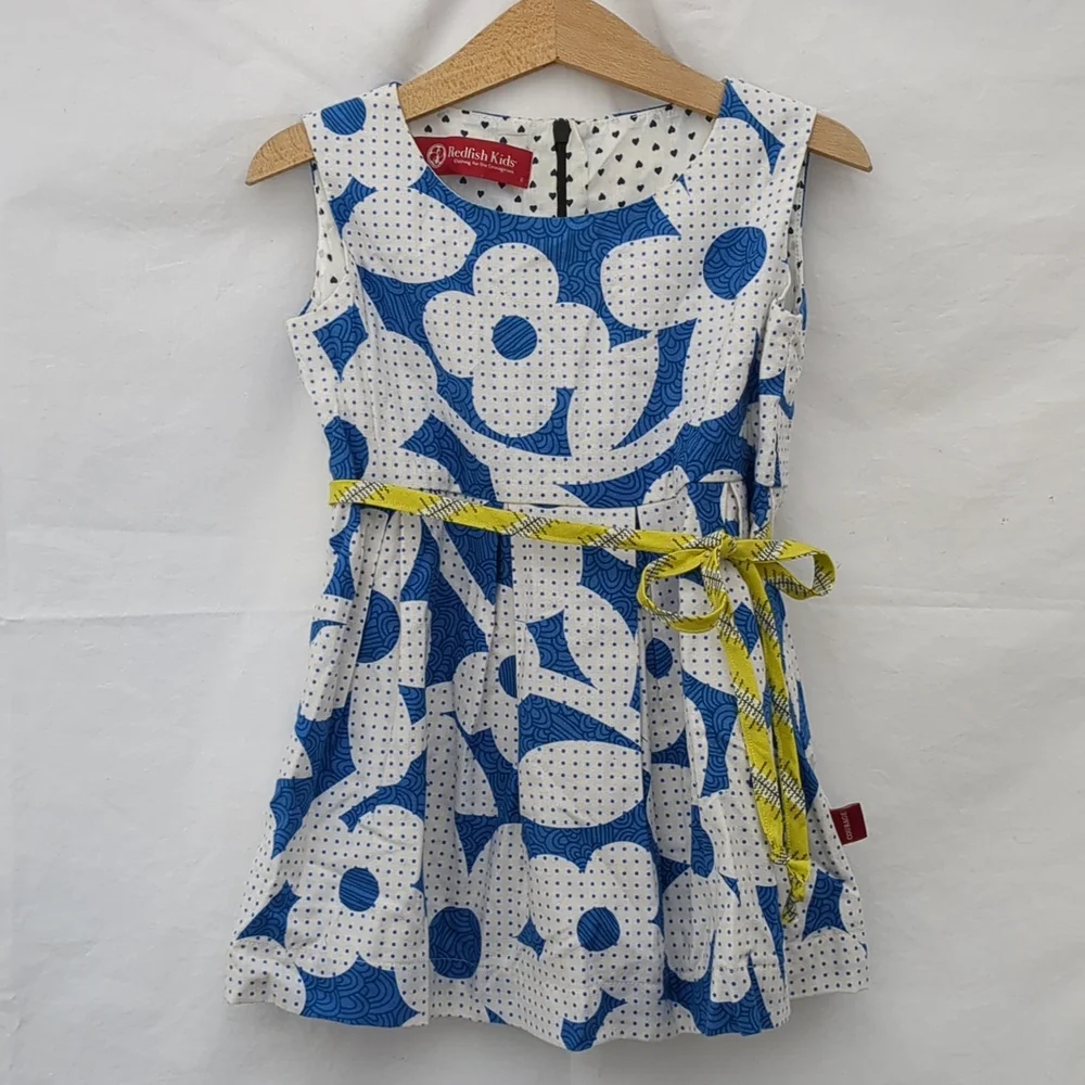 Redfish blue white floral sleeveless dress sz 2 - Picture 8 of 8